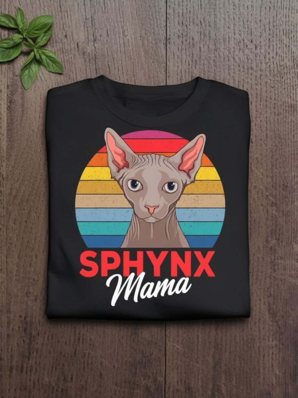 Sphynx Mama Retro Sunset Graphic Tee | Hairless Cat Mom Gift Shirt